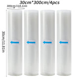 3 rolls of 3m vacuum sealed bag, free of bisphenol A, seven layer co extruded diamond grain food packaging bag