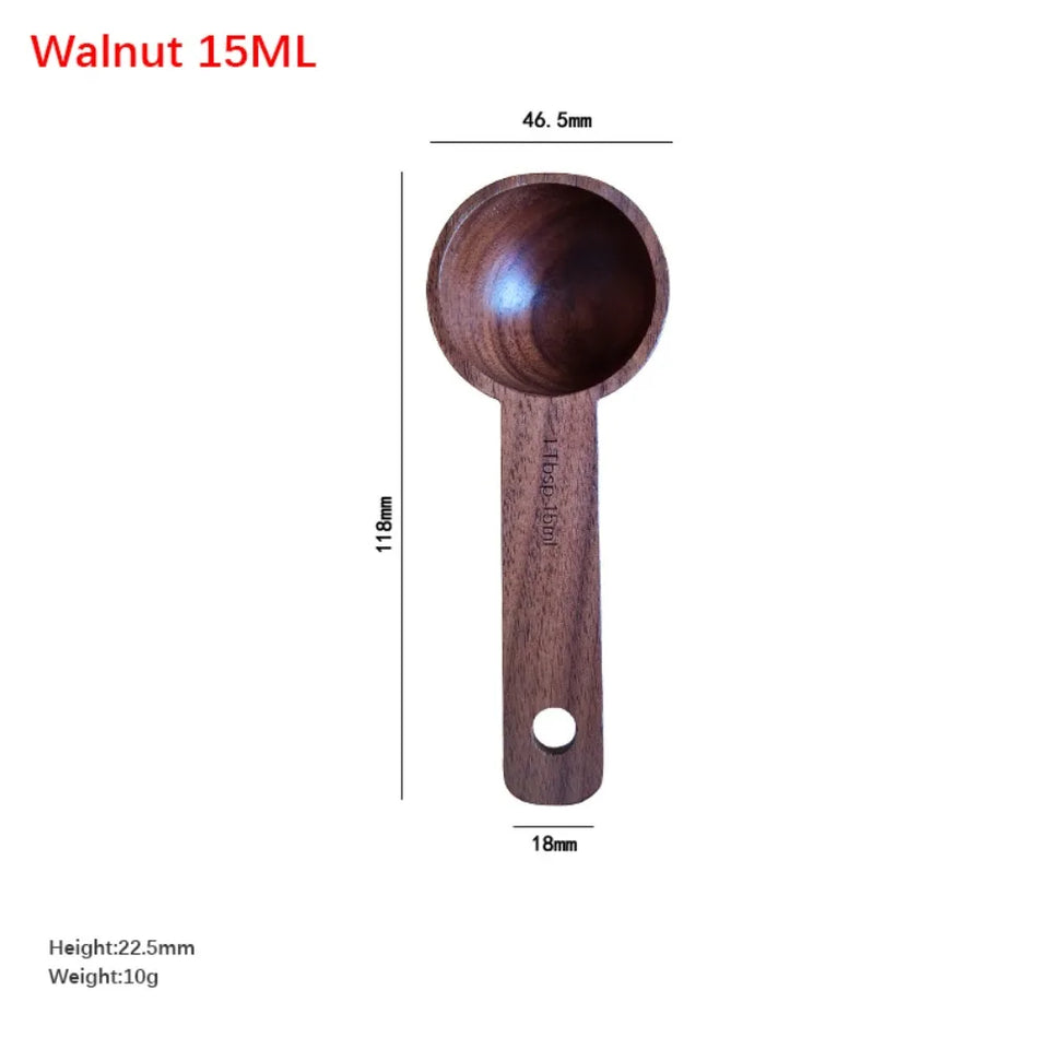 Beech/Walnut Wooden Measuring Spoon 7.5/10/15/20/30/45ML Multipurpose Coffee Tea Sugar Spice Spoon Kitchen Gadgets Milk Powder