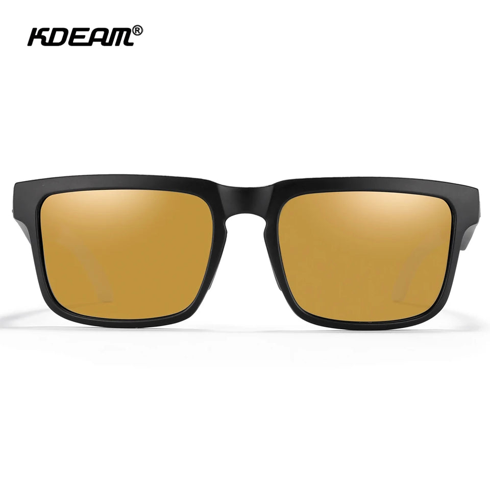 KDEAM New Arrivals Fashion Square Polarized Sunglasses For Men And Women Fishing Sun Glasses Colorful Lens With Hard Case