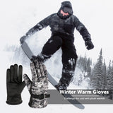 Mens Bike Gloves Full Finger Ski Gloves Cycling Gloves for Winter (Camo Grey)