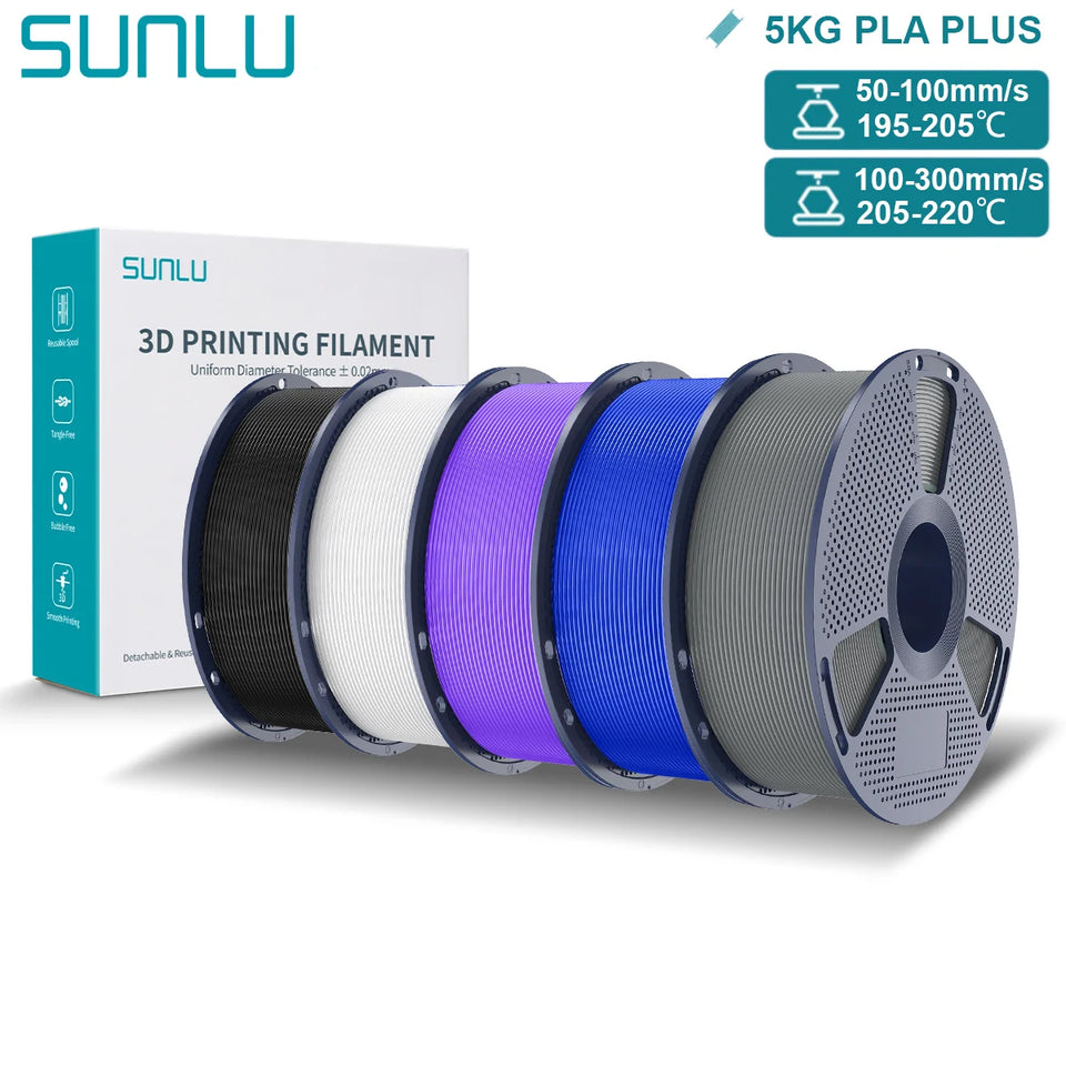 SUNLU Pla Plus 3D Filament 1.75mm Good Toughness Multicolor Neatly Wound PLA+ Filaments for FDM 3D Printing Materials 5KG