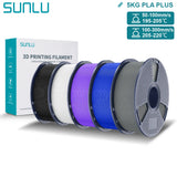 SUNLU Pla Plus 3D Filament 1.75mm Good Toughness Multicolor Neatly Wound PLA+ Filaments for FDM 3D Printing Materials 5KG