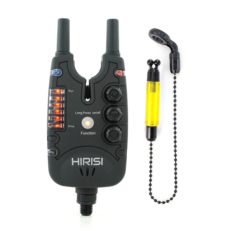 Hirisi Carp Fishing Bite Alarms Set with Swingers, LED Bite Indicator, Waterproof Fishing Alarm for Coarse Fishing