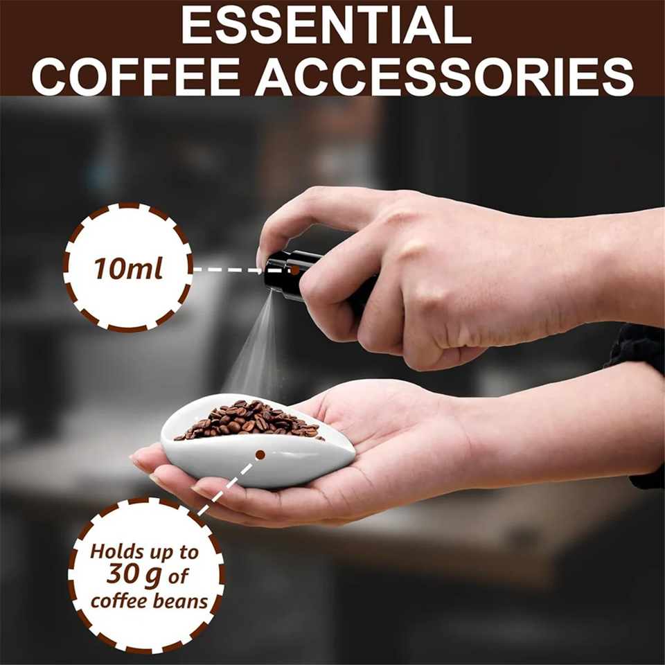 Coffee Bean Dosing Cup and RDT Spray Bottle and Spoon 3-Piece Set, Coffee Bar Accessories, Ceramic Dosing Vessels White HOT