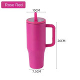 40 oz Insulated Tumbler with Handle Straw Double Wall Vacuum Leakproof Thermal Iced Travel Mug Hot Drink Coffee Cup with Lid