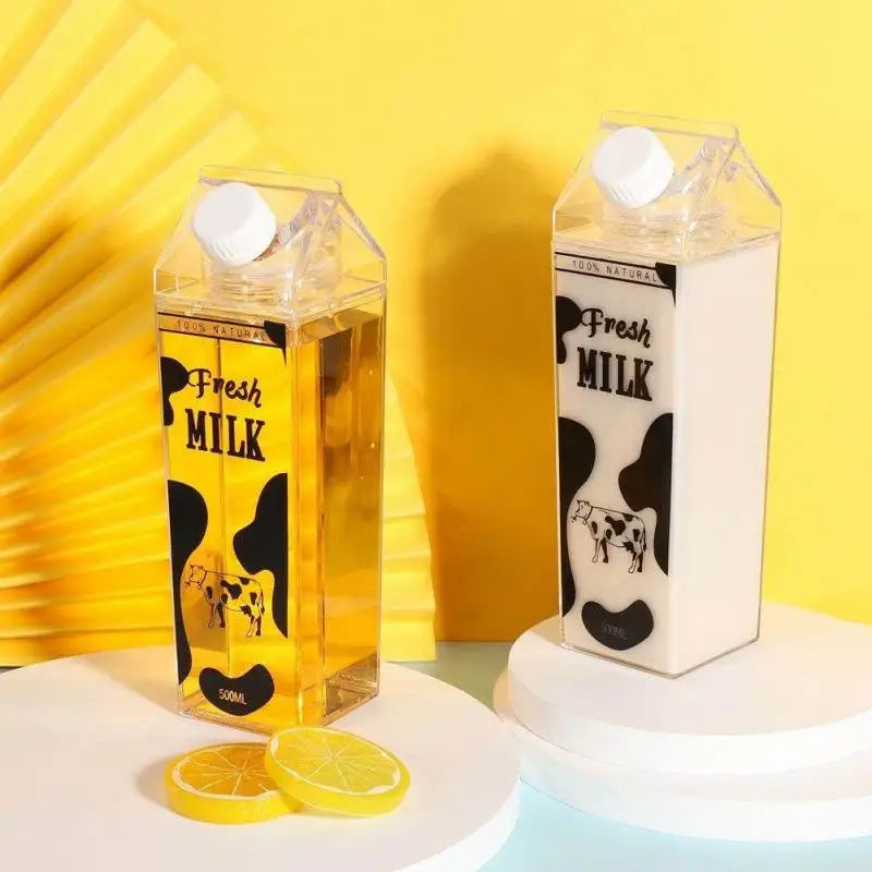 500/750/1000ML Milk Bottle Water Box Square Coffee Juice Tea Cup Transparent Milk Storage For Outdoor Sports Camping Gym