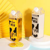 500/750/1000ML Milk Bottle Water Box Square Coffee Juice Tea Cup Transparent Milk Storage For Outdoor Sports Camping Gym