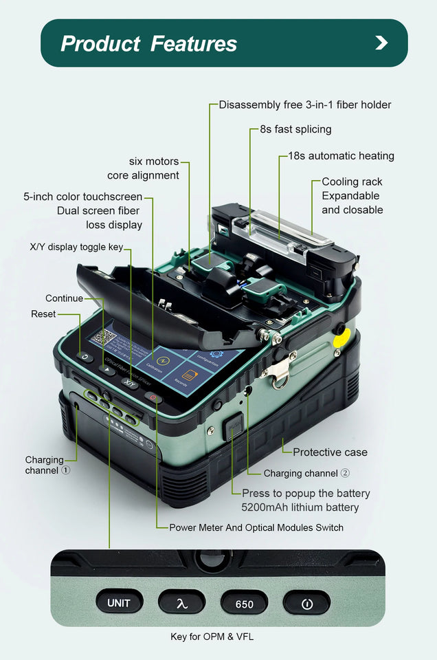 Signalfire AI-9 AI-5 Pro AI-6C+ AI-6A+ AI-20 AI-30 Multi-language Fiber Optic Splicing Machine Optical Fiber Fusion Splicer