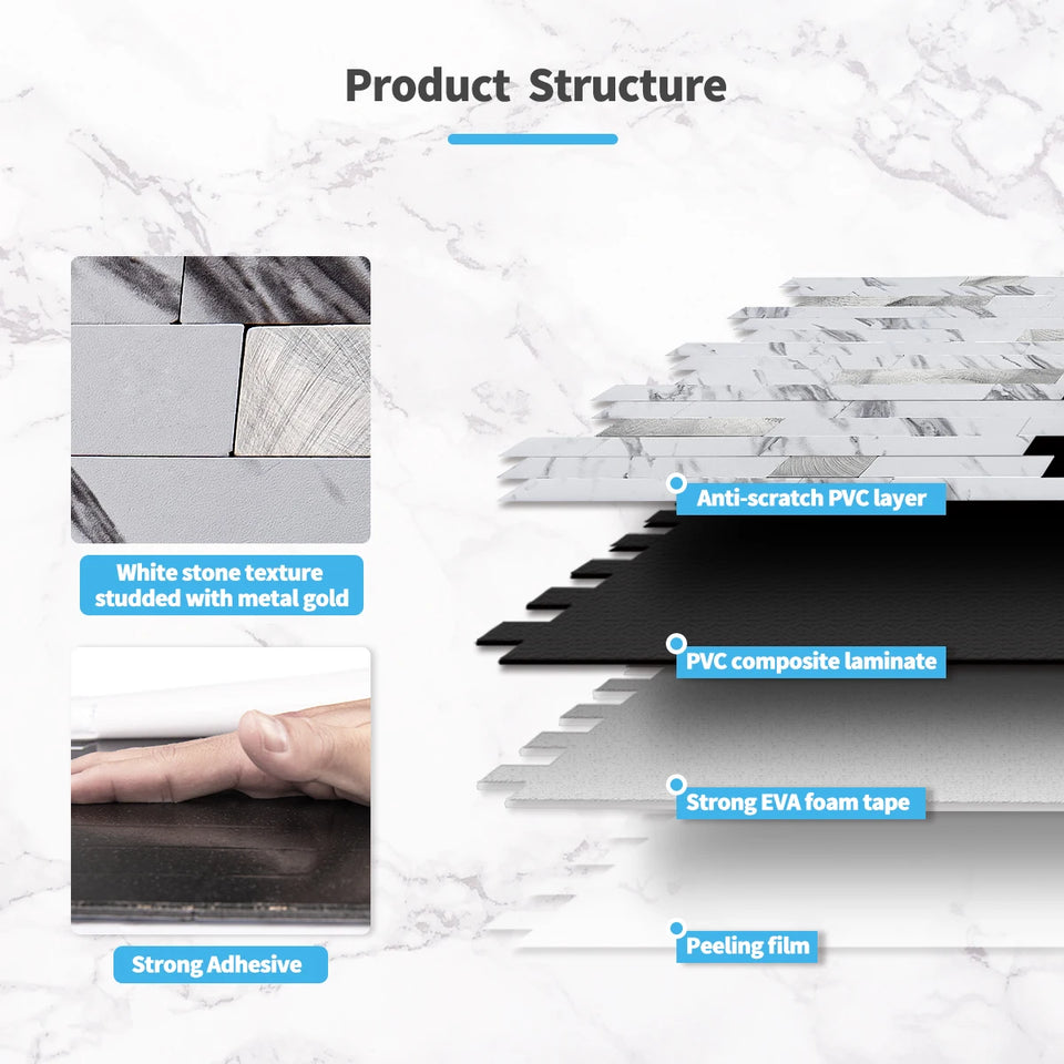 Art3d 10 Pack Peel and Stick Backsplash Tile for Kitchen Bathroom FirePlace Vanitity, Self-Adhesive Wall Tile