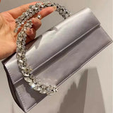 Luxury Diamond Evening Bag Clutch Satin Women Designer Handbags Crystal Silk Shoulder Crossbody Bags for Women Wedding Box Bag