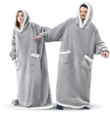 2025 Super Long Flannel Blanket with Sleeves Winter Hoodies Sweatshirt Women Men Pullover Fleece Giant TV Blanket Oversized New