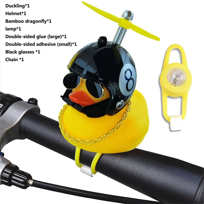 Bicycle Bell Black/Yellow Duck Cartoon Little Ducks Helmet Head Light Shining Duck Bicycle Bells Handlebar Bicycle Accessories