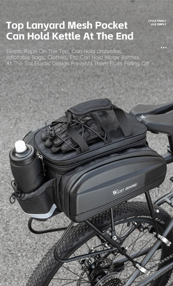 WEST BIKING Cycling Trunk Bag Large Capacity Bicycle Pannier Multifunctional Reflective Bike Bag Travel Bag MTB Bike Accessories