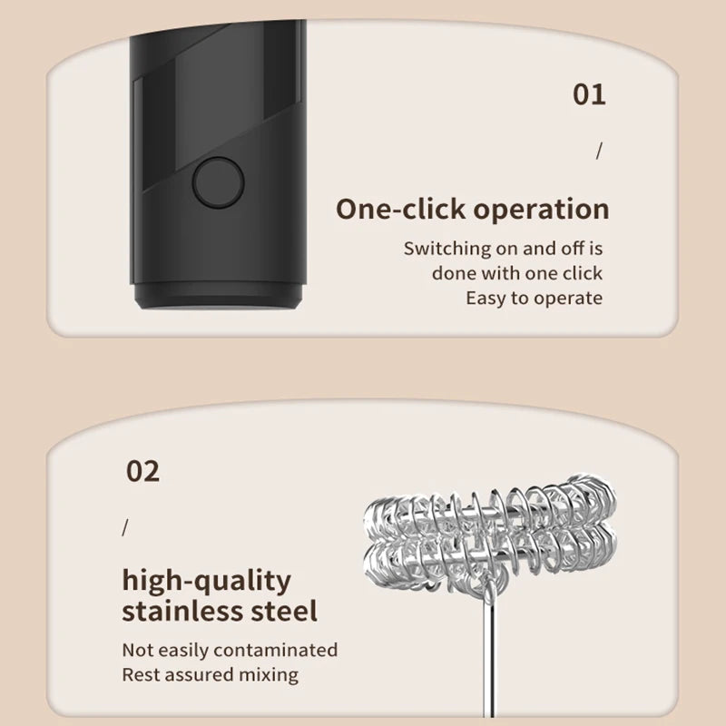 ONEKA Milk Frother Handheld Foam Maker For Lattes Whisk Coffee Cappuccino Frappe Matcha Hot Chocolate Egg Beater Drink Mixer