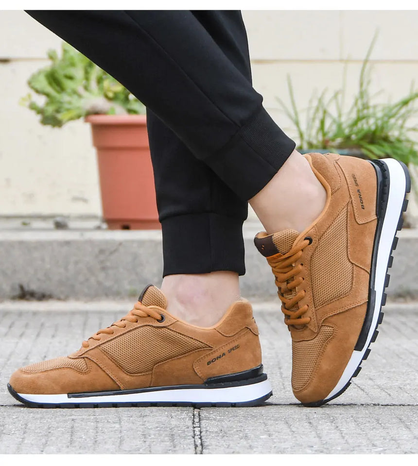 BONA 2022 New Designers Suede Casual Shoes Men Sneakers Outdoor Walking Shoes Man Comfortable Shoes Walking Footwear Mansculino