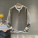 Male Sweatshirt No Logo Overfit Y2k Vintage Loose Clothing Deals Welcome Deal Cheap Luxury Cotton Men's Pullover Fake Two Piece