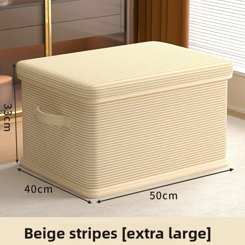 Clothes Storage Box Household Large-capacity Wardrobe Snacks Toys Layered Finishing Artifact Folding Storage Box Basket with Lid