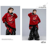 Boys Hip Hop Sweatshirt Shiny Vest Street Dance Cargo Pants Girls K-pop Clothes Set Kid Hip Hop Jazz Costume Children Streetwear
