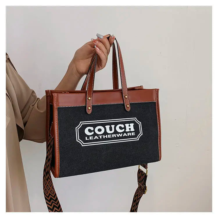 Canvas handbags women's 2023 new fashion all-match tote bag style large capacity shoulder messenger bag for woman