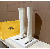 Knee-High Modern Boots Pointy Toe Women Shoes 13cm Ultra Thin Steel High Heels Metal Heel Calf Boots for Women Fun Shoes Size 46