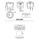 Mini Rocker ON Off 2/3Pin Toggle Square Round Electrical Switch with Pre-Wired 20cm 6A/250V10A/125V
