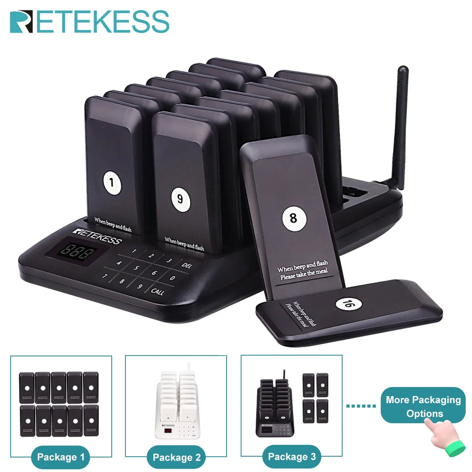 RETEKESS TD157 Restaurant Pager System Pagers 984ft Long Range Beepers for Food Truck Bars  Food Court No Vibration Mode