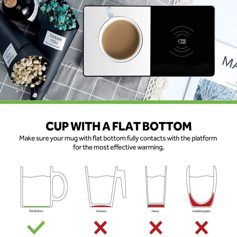 Coffee Warmer Coffee Warmer,,Cup Warmer,Electric Beverage Warmer & Wireless Charger,Constant Temperature , Heating Mug