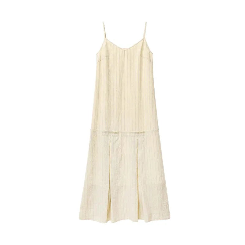 CHIC VEN Women Dress Sets Stripe Shirt Loose Casual Long Sleeve Sunscreen Blouses Camisole V-neck Dresses Spring Autumn 2025