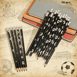 10/20/30 PCS football-themed pencils with erasers, featuring exquisite football designs, durable wooden pencils