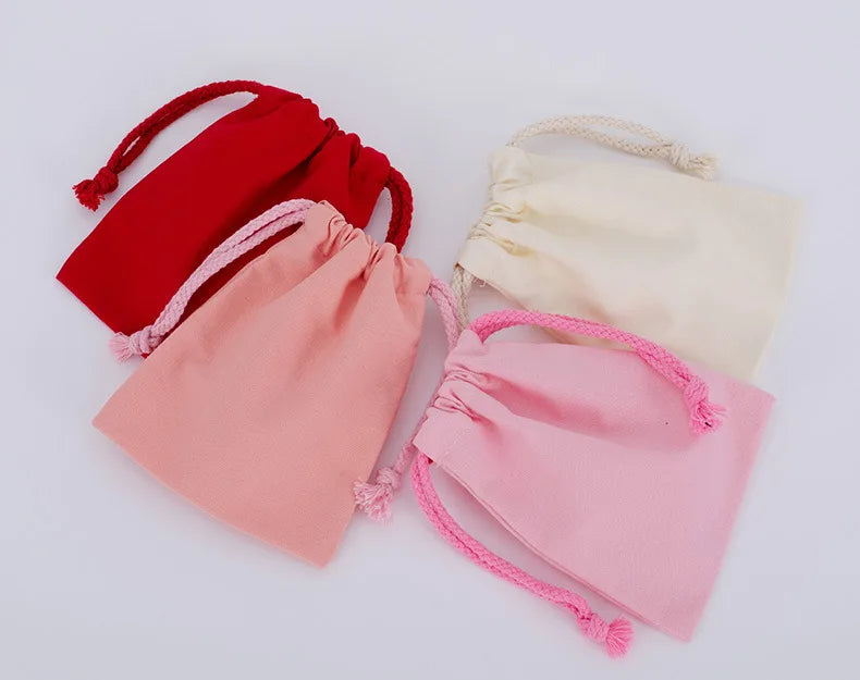 Cotton Drawstring Storage Bag White Canvas Bags for Candy Gift Package Pouch Reusable Home Sundries Organize Dustproof Sacks