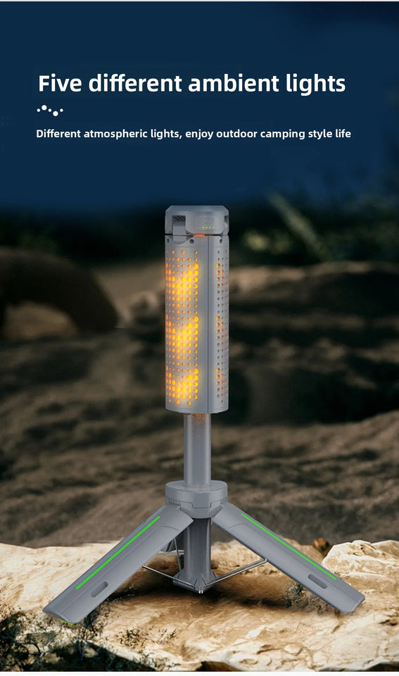 CLS 8000mAh New Outdoor Multifunctional 1m Retractable Camping Light Camp Canopy Tent LED Flame Light Ambient Emergency Lighting