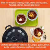 Enamel Stock Pot with Double Handles Oven Safe Durable Steel Soup Stews Cooking Pot Efficient Heat Distribution