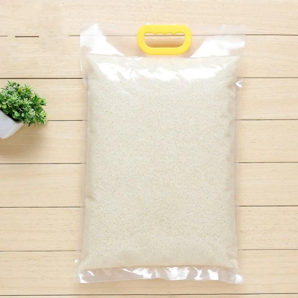 10pcs 5kg/10kg Rice Grain Packaging Bag Plastic with Handle Food Vacuum Bag Insect Proof Moisture-proof Food Storage Sealed Bag