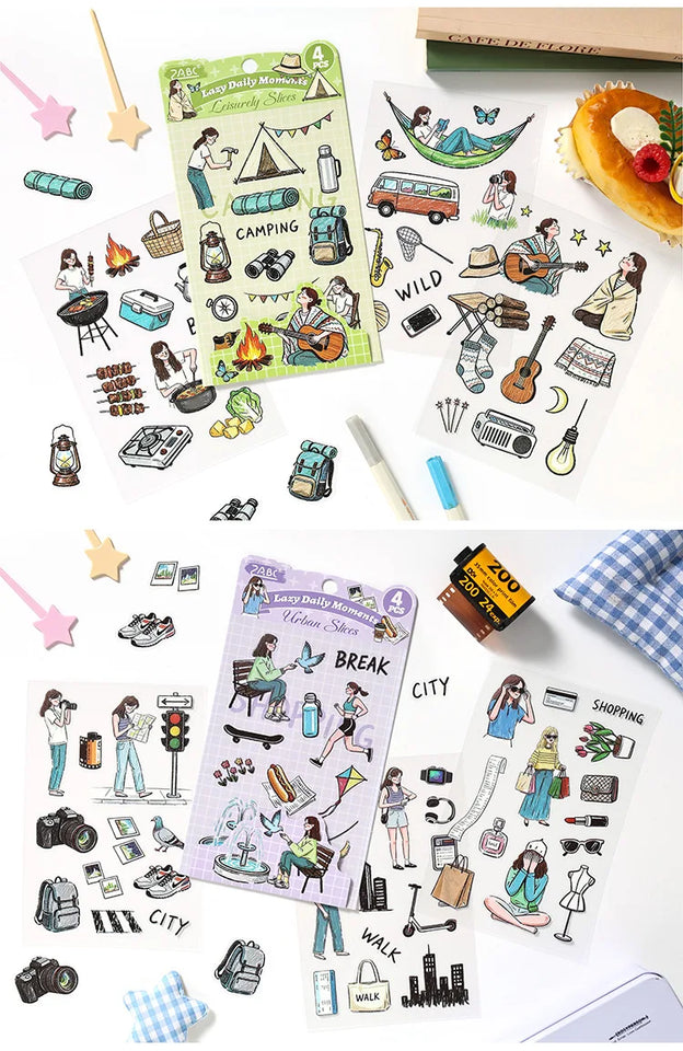 JIANWU Good Collection Book Series Vintage Life Character Landscape Material Collage PET Sticker Creative DIY Journal Stationery