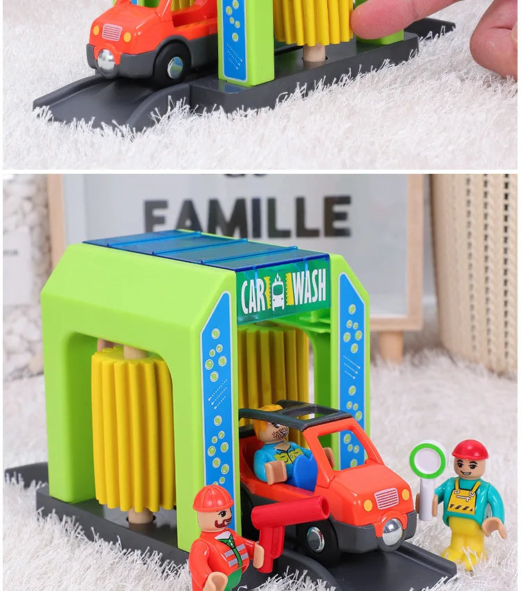 Set Police Thief Catching Building Block Suit Compatible With Wooden Train Track Plastic Police Station Children's Toys Gifts