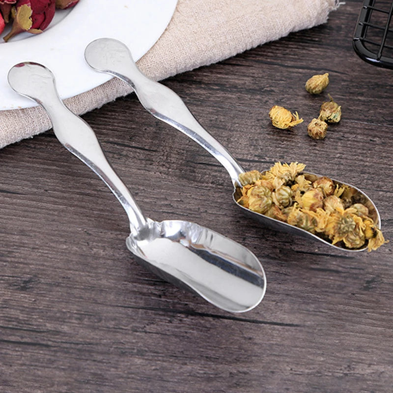 Stainless Steel Long Handle Teaspoon Measuring Shovel Spoon Vintage Loose Leaf Tea Scoop Coffee Bean Scooper Kitchen Sugar