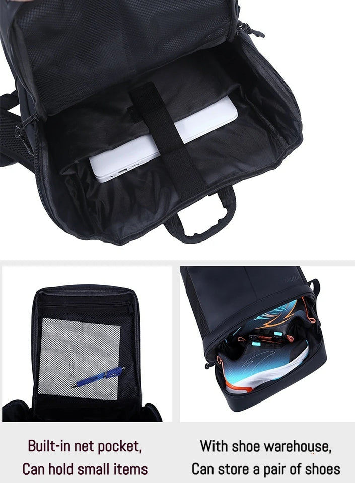 Shoulder Bag Large Capacity Outdoor Leisure Travel Waterproof Wear Resistant PU Sports Mountaineering Bag With Shoe Compartment