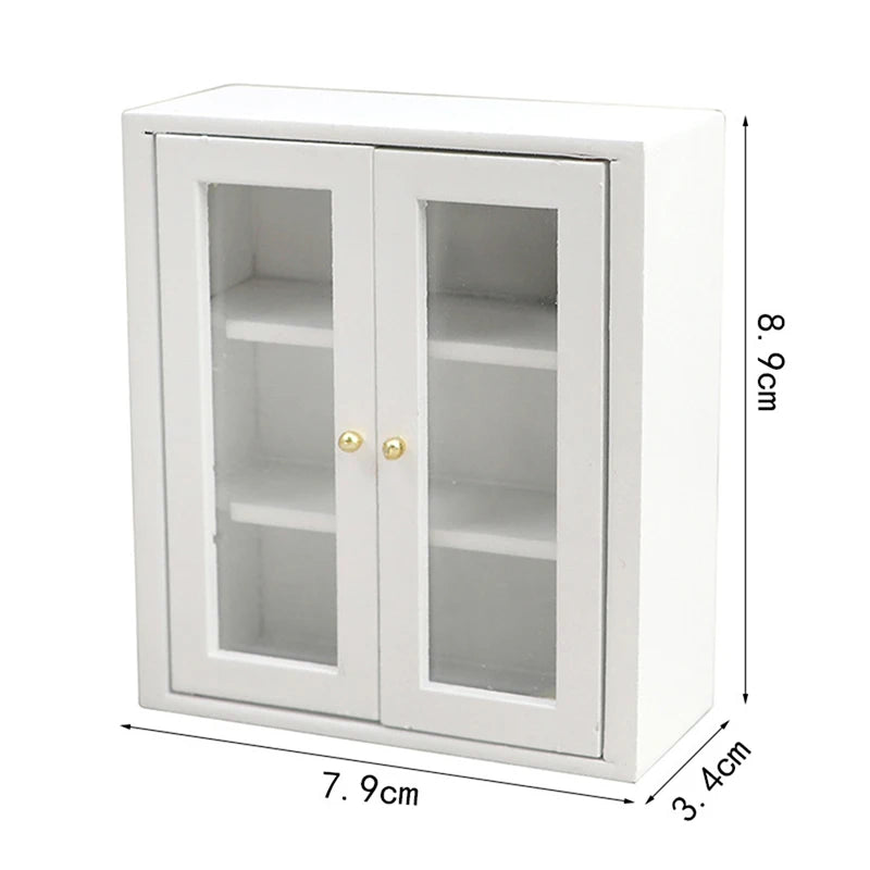 1/12 Dollhouse Miniature Wall Cabinet Closet Shelves Model Doll Home Cabinets Furniture Decor Toy Dolls House Accessories