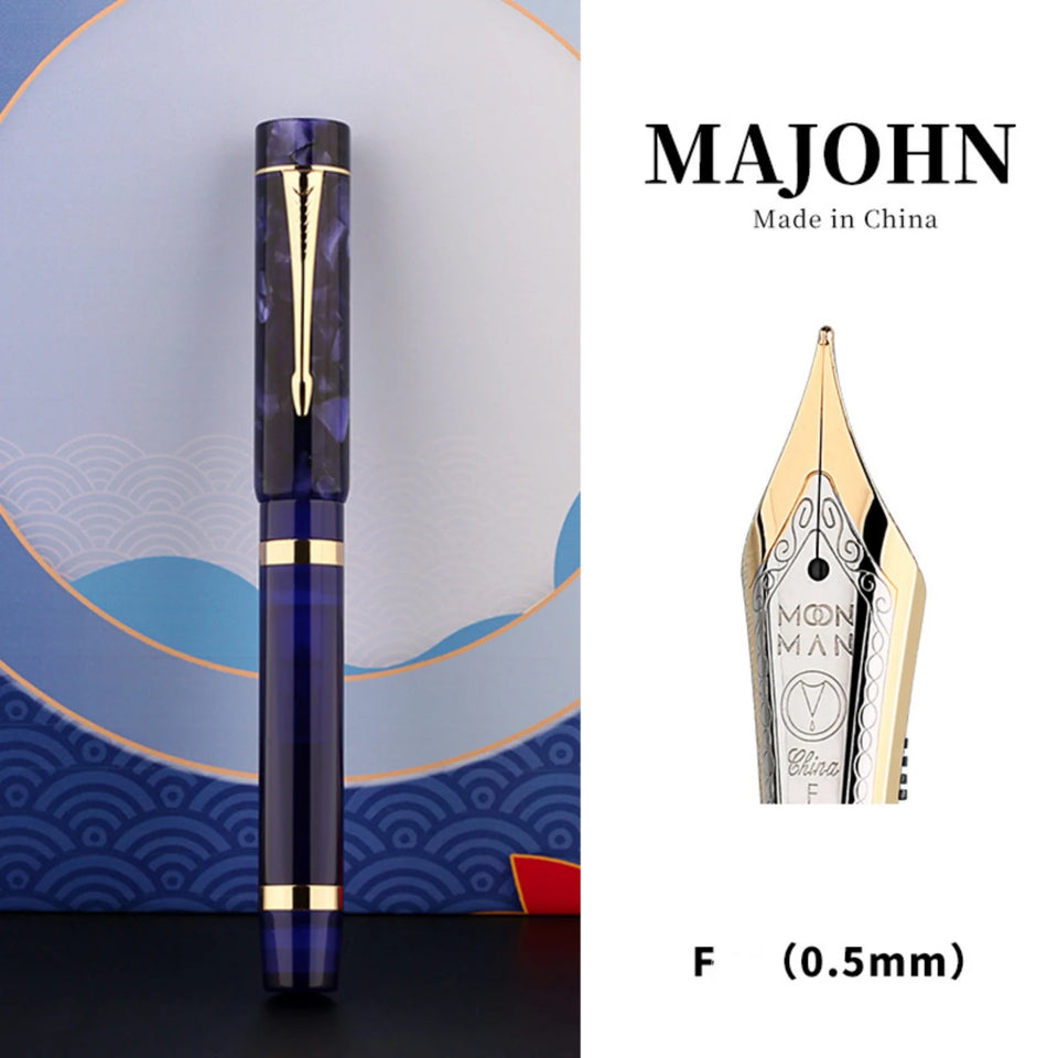 Majohn M700 Resin Fountain Pen EF/F Nib 0.5/0.38mm with A Converter Germany Imported Ink Pen Beautiful Students Gifts