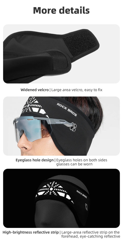 ROCKBROS Outdoor Cycling Headband Ear Warmer Men Winter Cycling Workout Windproof Double Layer Warm Earmuffs Headwear Sweatband