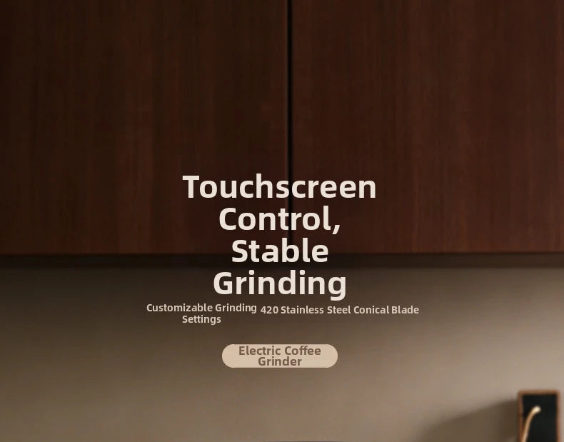 Touchscreen Electric Coffee Grinder - Automatic Commercial & Home Use, Stainless Steel Burr Mill with Dose Control, LCD Display