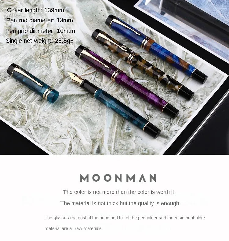 MAJOHN M600S Resin Pen 35 # Gold Plated Daming Tip Universal Type Student Adult Writing Practice Gift Ink Pen