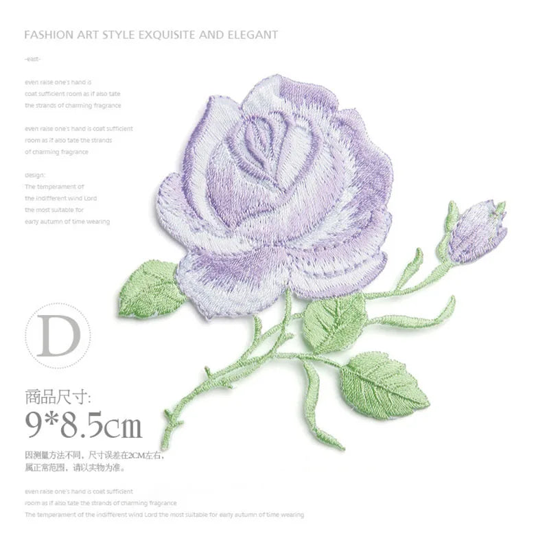 Colored Roses Iron-on Transfers For Clothing Applique On Jeans Big Embroidery Patch  Repair Hole Embroidery Patch Coudre DIY Swe