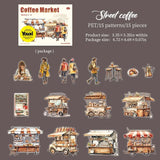 Coffee Bazaar Series Sticker Pack 6 Coffee Shop Diorama Themes 15Pcs Journal Decor for Cafe Lovers