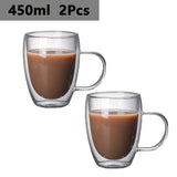 150/250/350/450ml Heat Resistant Double Wall Coffee Cup Transparent Glass Whiskey Tea Milk Cups Cold Beverage Wine Mug Drinkware
