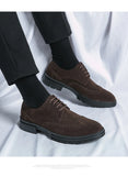 New 46 large size abrasive leather Brock carved business dress shoes for men round head lace-up casual shoes