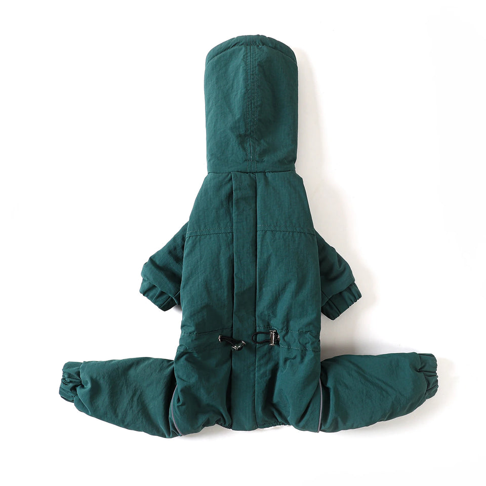 Winter 4-legged Windproof Cotton Jacket for Italian Greyhound Warm High Neck Adjustable Sweatshirt for Whippet Greyhound to 25KG