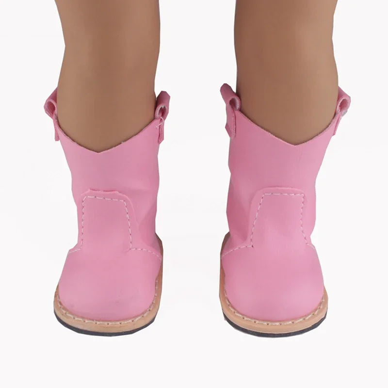 7.5cm American Dolls Leather Boots 8cm Highth PU High-quality Doll Shoes For 43cm New Born Doll 1/3 BJD Girl Dolls