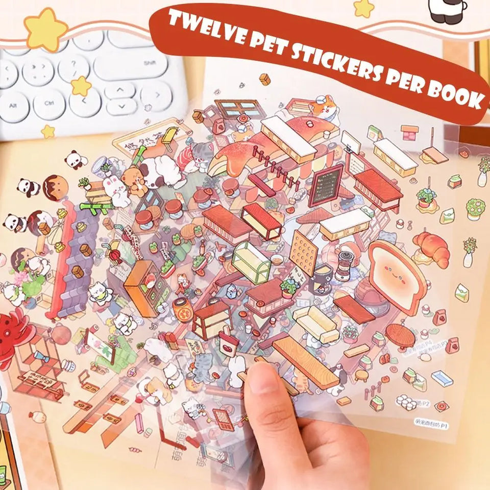 Collection of Miniature Scenes 3D Stereoscopic Hut Miniature Scene Stickers Hand Tent Landscape Stickers Children's Puzzle Toys
