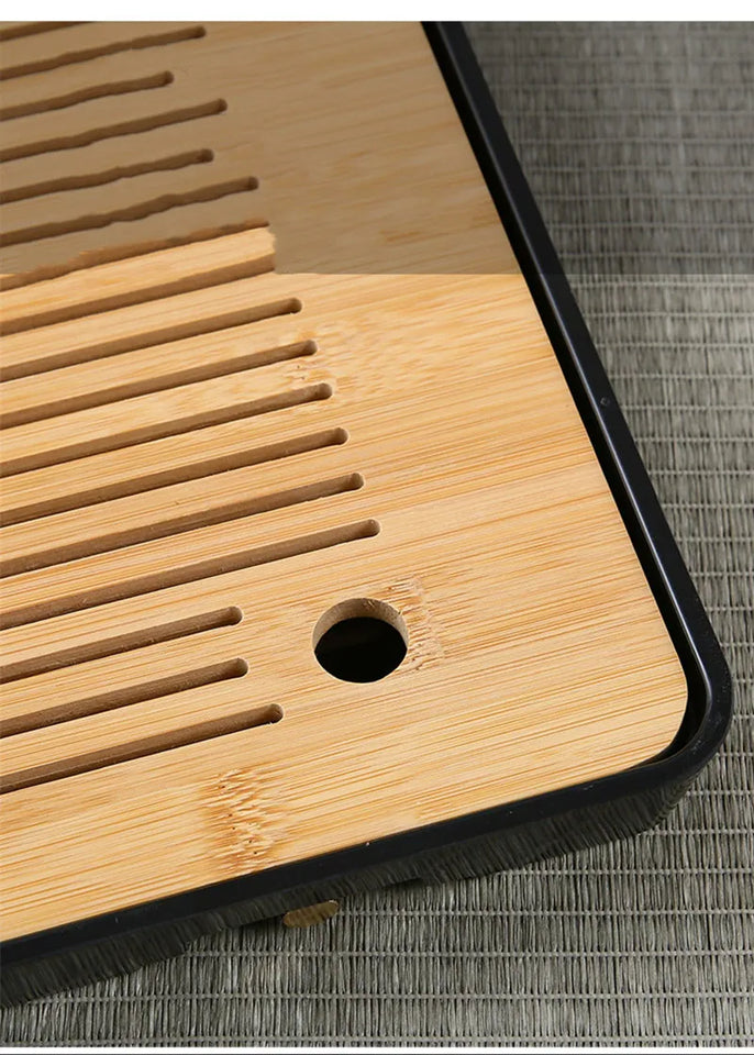 Bamboo Tea Tray Household Tea Set Accessories Small Tea Board Water Storage and Drainage Wet and Dry-use Tray Teaware Decorative